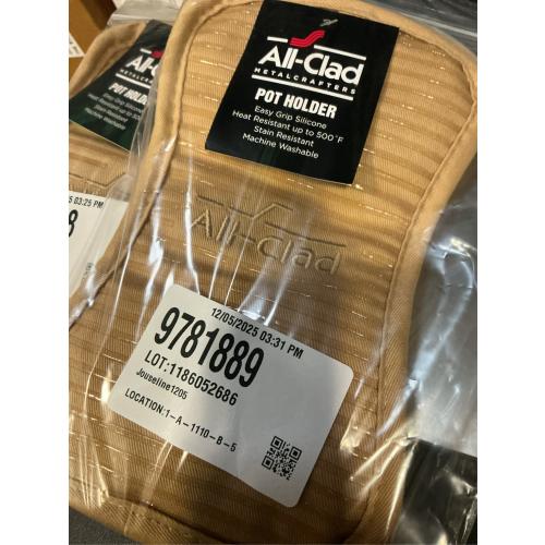 2packs All-Clad Premium Pot Holder & Hot Pad: Heat Resistant to 500 Degrees - 100% Cotton, 10x6.25 Hot Pad for Kitchen and Barbeque, (1-Pack), Cappuccino