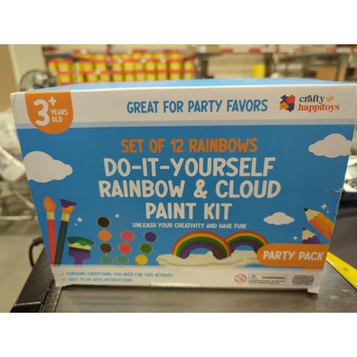 CRAFTY HAPPITOYS Rainbow Painting Set for Kids 12 Pcs - Bulk Stockings & Birthday Goodie Bag Stuffer - Kids Party Favors Toy Return Gifts - Pinata Stuffers - Classroom Treasure Box Carnival Prizes