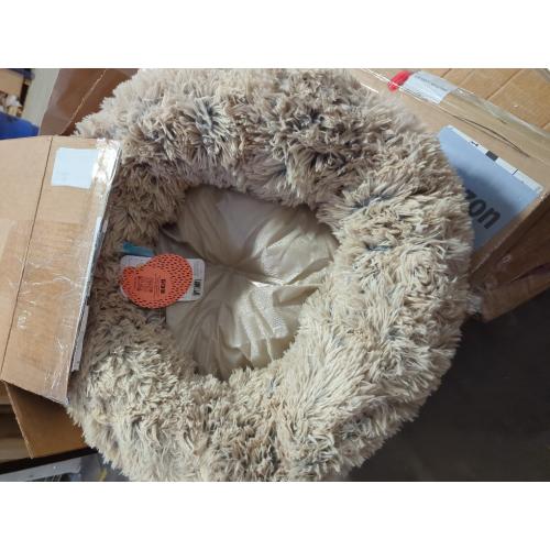 Best Friends by Sheri Luxury 23 Inch Shag Faux Fur Donut Dog Cat Pet Bed, Taupe