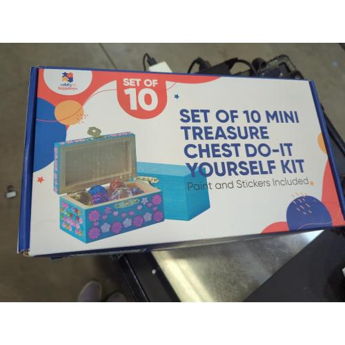 10 Sets Jewelry Box Painting Set for Kids with Stickers - Bulk Stockings & Birthday Goodie Bag Stuffer - Kids Party Favors Toy Return Gifts - Unfinished Wooden Treasure Boxes For Arts & Craft