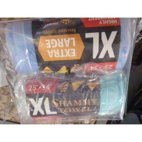 Premium XL Shammy Towel for Car - 2pk (34”x25”) - Super Absorbent Chamois Cloth - Spots & Scratch-Free - Reusable Car Drying Towel
