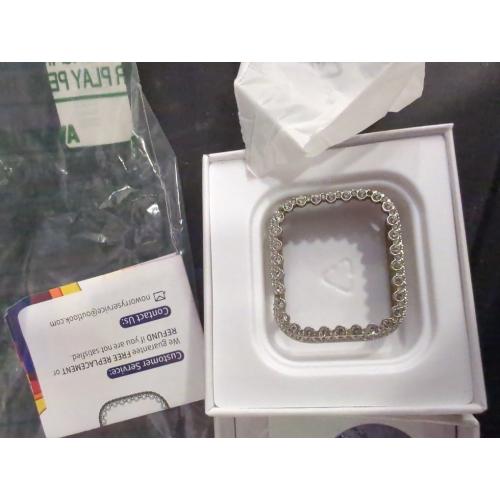 Bling Bumper Case Compatible with Apple Watch Series 9/8/7 41mm, Diamond Protective Face Cover for Women, Hard PC Frame for iWatch 41mm