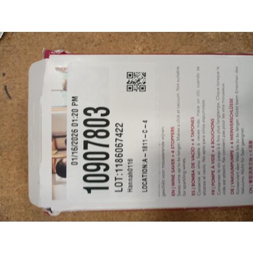 Vacu Vin Wine Saver with Stoppers Black