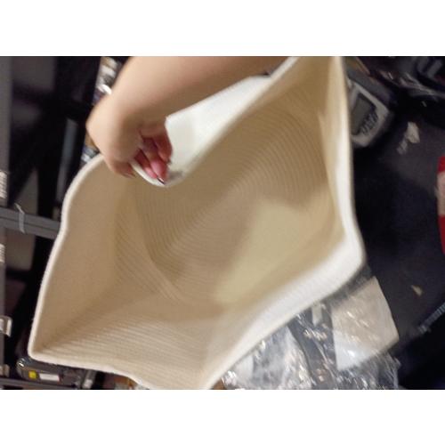 Large Rectangle Blankets Basket Living Room 22x17x12 Woven Cotton Rope Storage Baskets for Nursery Toy Baskets for Kids and Dogs Wicker Laundry Basket Bin for Clothes Towels white