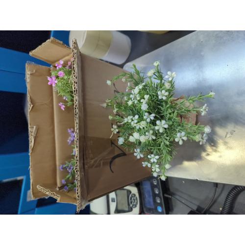 Pink Purple and White Velener Babys Breath Artificial Flowers in Small Burlap Bag Vases 3Pcs -Gypsophila Faux Flowers Farmhouse Home Coffee Table Bookshelf Office Desk Decorations Kitchen Dining Room Fake Plants Indoor