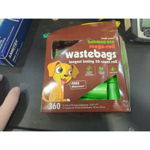 Set of  360 Petkin Bamboo Eco Mega-Roll Waste Bags -