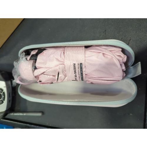 Pink BAODINI Travel Mini Umbrella for Purse With Case Small Compact UV Sun Protection Sun Lightweight Tiny Pocket Manual Open Close Umbrella for Women Kids and Men