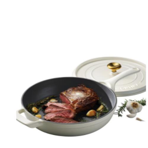 Tramontina 12 Enameled Cast Iron Skillet with Lid, NEEDS CLEANING