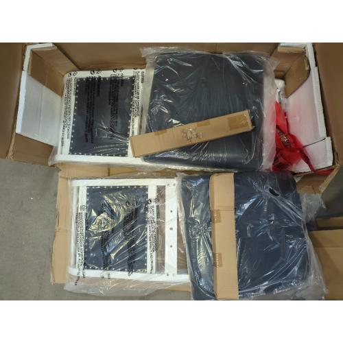 Dining Chair, White   Grey fabric