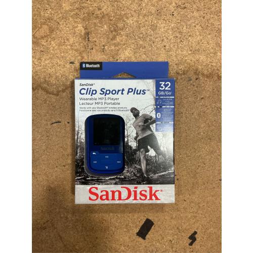 SanDisk 32GB Clip Sport Plus MP3 Player  Blue  New Condition - SDMX32-032G-G46B