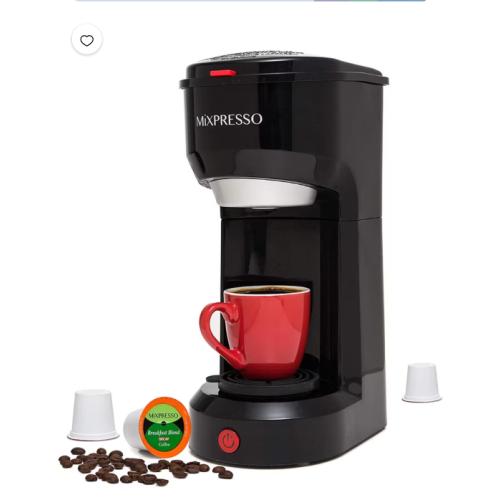 Mixpresso Single Serve Coffee Brewer, K Cup Compatible & Ground Coffee, White