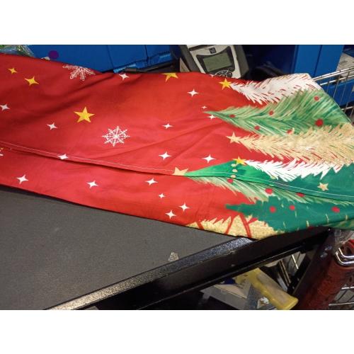 Oudain 2 Pcs Christmas Stretch Table Cover 6 Feet Red Green and Gold Xmas Spandex Table Clothes Christmas Trees Snowflake Party Decorations for Holiday Party Celebration Picnic Dinner Decor