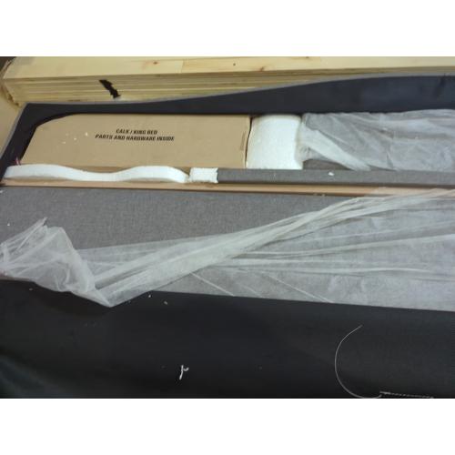 Upholstered CaliKings Bed Frame Stone
