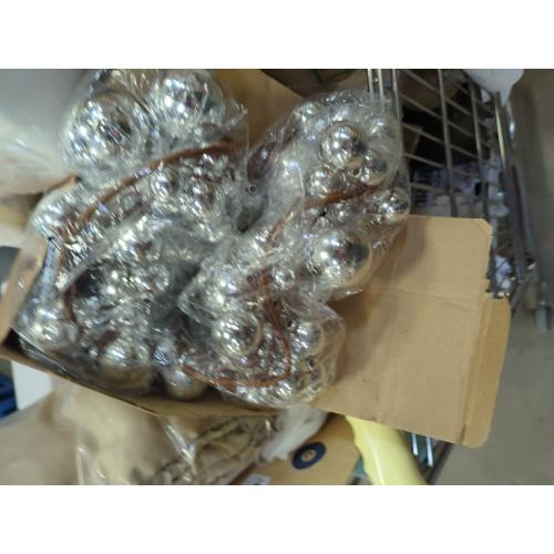 2 Pcs Christmas Ball Garland 6 ft Decoration Accessories(Silver) ball