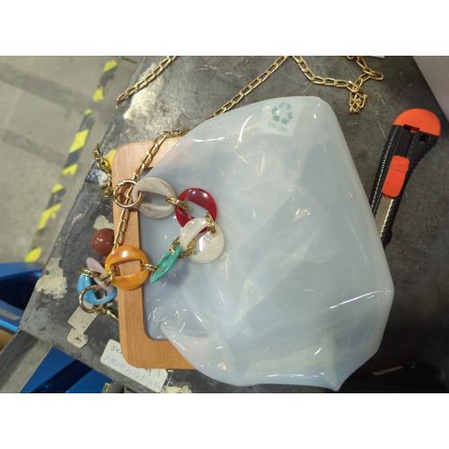 YIFEI YUSHINY Women Transparent PVC Plastic Handbag Crossbody Durable Evening Bag with Removable Acrylic Curb Shoulder Strap