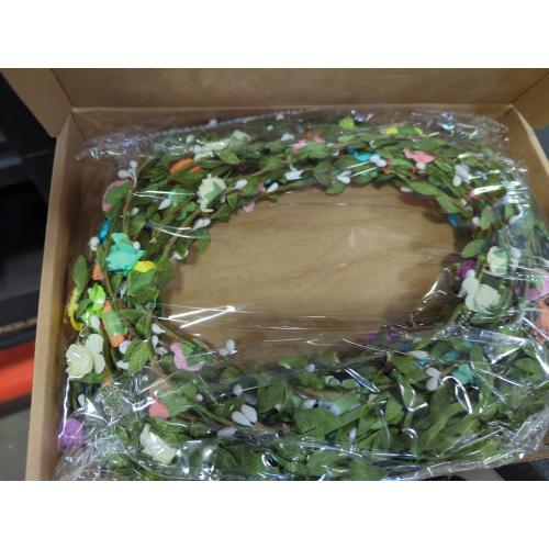 EBOOT 15 Pieces Assorted Colored Flower Crown Wreath Headband Garland Multicolor Headbands Floral Headpiece for Wedding Festival Vacation Fairy Party Photography Props