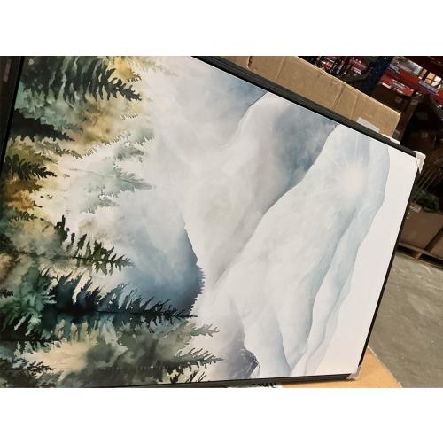 Framed Mountain Landscape Wall Art for Living Room, Large Foggy Forest Watercolor Artwork for Walls, 3 Piece Nature Mountain Forest Paintings Prints for Hallway Office Kitchen Wall Decor, 24x36 Inch