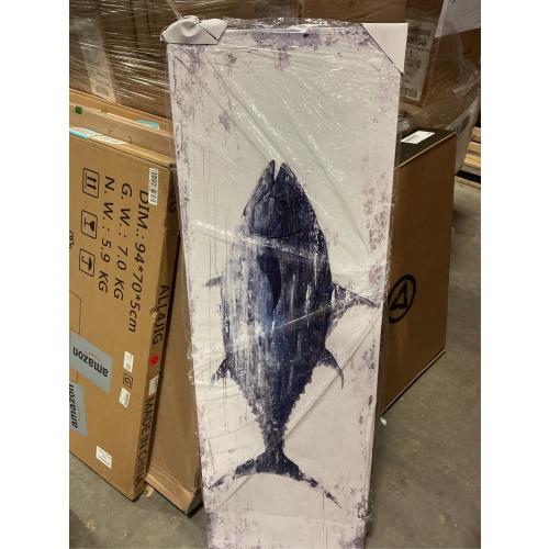 Yihui Arts Decor Abstract Fish Sealife Canvas Wall Art Prints Gallery Wrapped Ready to Hang for Coastal Bedroom Livingroom Office Wall Decoration