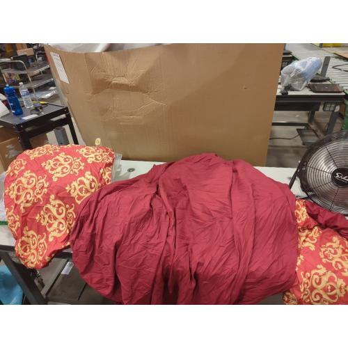 Comforter Set Full Size, Vintage Floral Gold 7 Pcs Bedding for Kids and Adults, Medieval Burgundy Red Bed Sheet Sets with Fitted Sheet 2 Pillowcase & 2 Sham for Bedroom Bed Decor