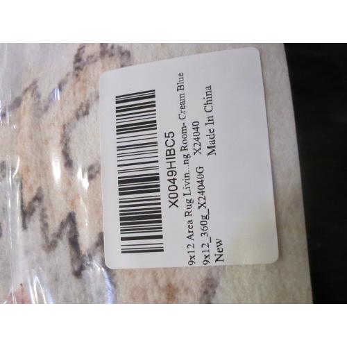 9x12 Area Rug Living Room: Washable Boho Large Neutral Vintage Soft Rugs Stain Resistant Farmhouse Non Slip Indoor Floor Carpet for Bedroom Nursery Kids Playroom Office Dining Room- Cream Blue