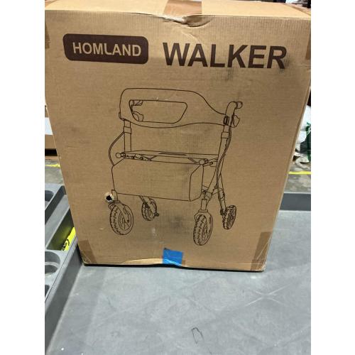 HOMLAND Foldable Rollator Walkers with Seat for Seniors, 8'' Big Wheels, 350 lb. Weight Capacity, Adjustable Handles and Seat Height, Lightweight Rolling Walker,‼️maroon and black‼️