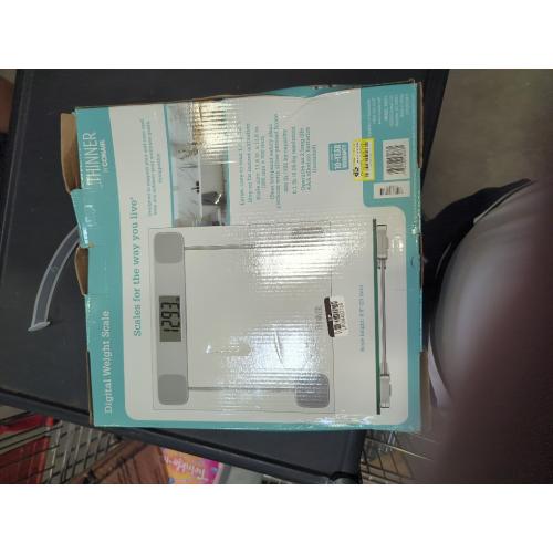 Clear Glass Weight Scale Silver - Thinner: Digital Bathroom Scale with LCD Display, 400 lb Capacity