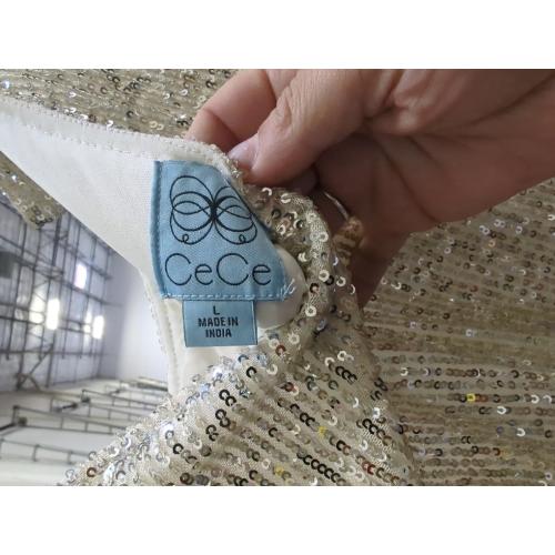 Cece Women's Cold Shoulder Long Sleeve Sequin Dress. Size large