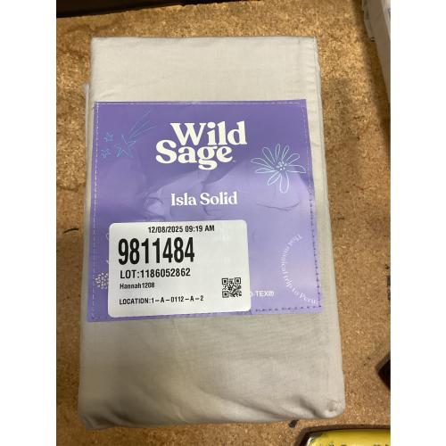 Wild Sage Brushed Cotton Percale 300-Thread-Count Standard/Queen Pillowcase in Lunar Rock