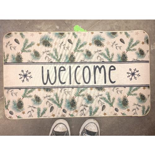 Artoid Mode Xmas Pinecone Star Welcome Christmas Doormat, Winter Low-Profile Switch Rug Home Decor Door Mat Floor Mat for Outdoor Indoor 17x29 Inch