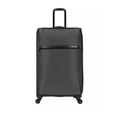 Skyline Softside Large Checked Spinner Suitcase - Gray Heather: Expandable Spinner Luggage