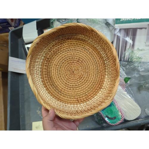 9.2 Medium Round Rattan Wicker Bread Basket, Natural Fruit Basket for Kitchen Counter, Hand Woven Food Baskets, Artisanal Bread Baskets for Serving, Fruit, Vegetable, Snack, key, Etc.