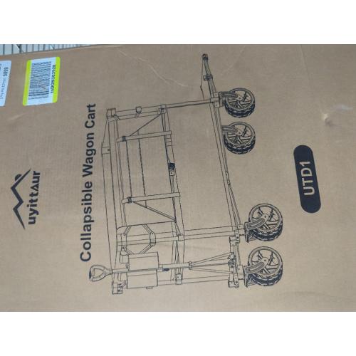 Black Foldable 50''L Extra Long Double Decker Wagon for Sport, 400L Collapsible Heavy Duty Wagon Cart with Big Wheels, Utility All-Terrain Large Extender Cart for Outdoors