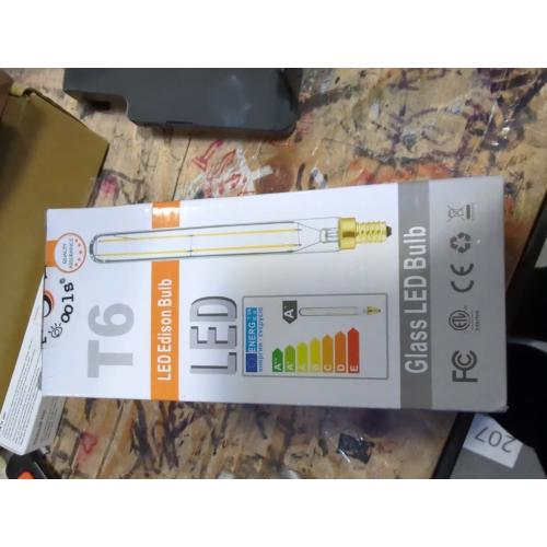 Leools E12 led Long Bulb,7.3 Inch Long Tubular Light Bulbs,T6 B11 Candelabra Bulb 40 watt for Chandeliers,Clear Glass,Daylight,4000K 400LM 4W Dimmable Tube Edison Bulb 6Pack