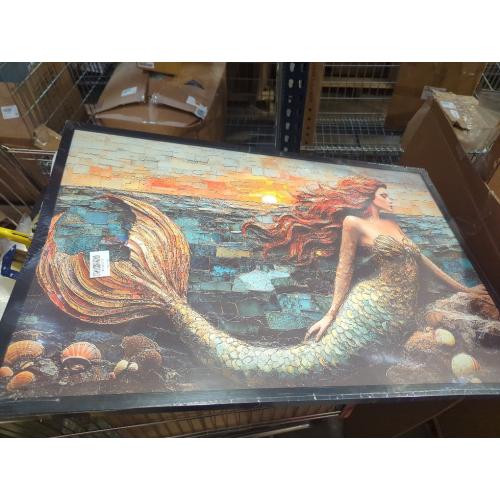 Size 36 x 24 Large Mermaid  Wall Art for Living Room, Floral Landscape Canvas Oversized Wall Decor, Flower Scenery Framed Pictures Painting Print Artwork for Bedroom Office 36L x 24W