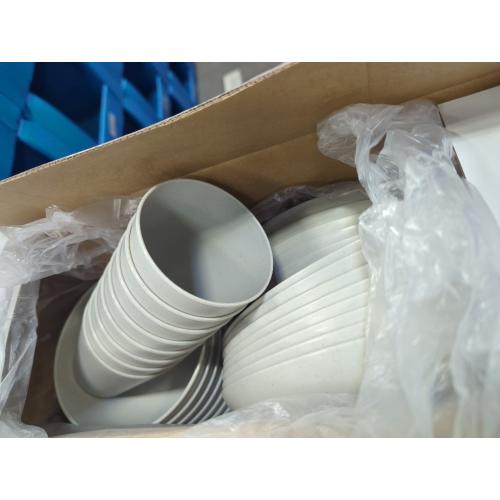 Supernal 32pcs Wheat Straw Dinnerware Sets for 8,Plates and Bowls Sets,Reusable Plastic Plates,Grey Dish Set for 8 include 16pcs Dishes, 8pcs Bowls, 8pcs Cups,Dishwasher Safe.