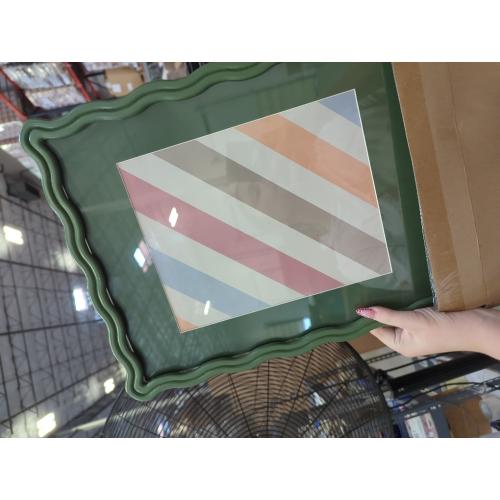 11x14 Picture Frame with Mat for 8x10, Wavy Edge Wooden Real Glass Photo Frame for Wall Hanging, Green, 2 Pack