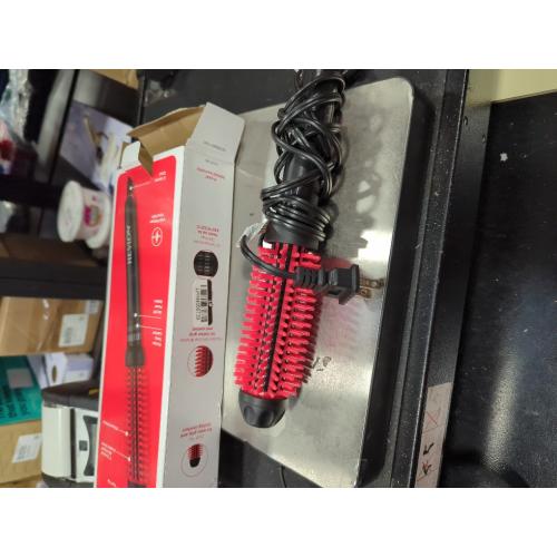 REVLON New and Improved SmoothStay Coconut Oil-Infused Heated Hair Styling Brush | 1” Barrel for Voluminous, Shiny Results (Black/Red)