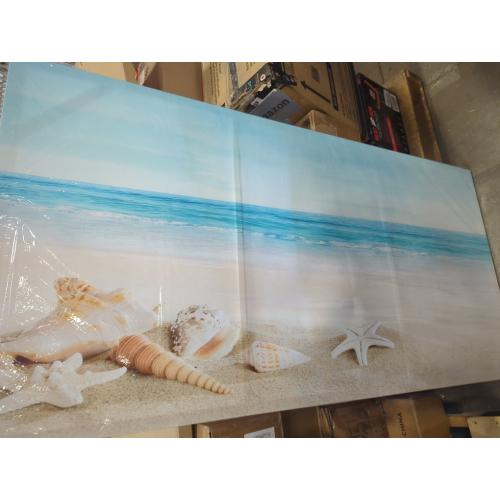 DZL Art S73975 Beach Picture Decor Ocean Painting Canvas Wall Art Prints of Starfish and Seashell on Sandy Seaside Ready to Hang for Living Room Bedroom Office Wall Decor Home Decoration