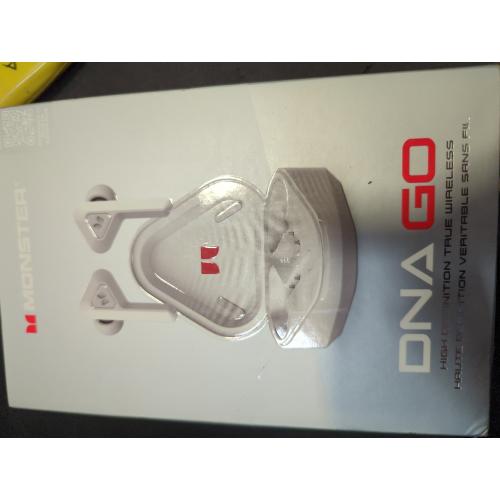 WHITE Monster DNA Go Wireless Earbuds, Bluetooth with aptX Audio, IPX5, Water Resistant, 15-Min Charge, Long Battery with Charging Case