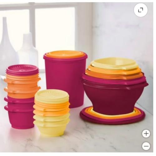 Tupperware Heritage Collection 32-piece Food Storage Container Set Orange, Yellow, Pink