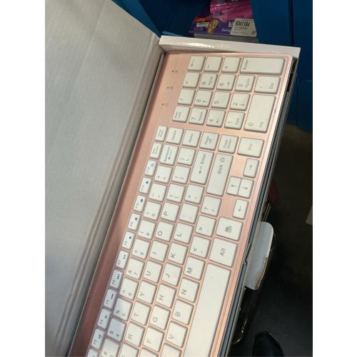 Wireless Keyboard and Mouse Ultra Slim Combo, TopMate 2.4G Silent Compact USB 2400DPI Mouse and Scissor Switch Keyboard Set with Cover, Batteries Included, for PC/Laptop/Windows/Mac - Rose Gold White