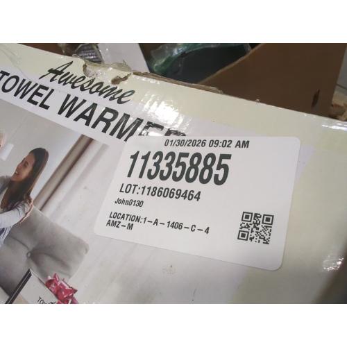 Size 40X70 SAMEAT Heated Towel Warmers for Bathroom - Large Towel Warmer Bucket, Wood Handle, Auto Shut Off, Fits Up to Two 40X70 Oversized Towels, White