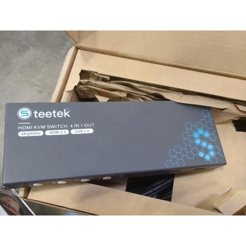 USB 3.0 HDMI KVM Switch 1 Monitors 4 Computers, 4K@60Hz KVM Switches for 4 Computers Sharing Monitor Keyboard Mouse Hard Drives Printer, with EDID Adaptive,1 HDMI Cable and 4 USB Cable