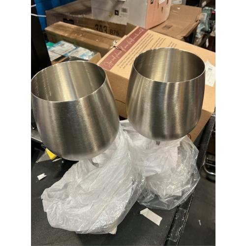 Gusto Nostro Stainless Steel Wine Glass - 18 oz - Cute, Unbreakable Wine Glasses for Travel, Camping and Pool - Fancy, Unique and Cool Portable Metal Wine Glass for Outdoor Events, Picnics (Set of 2)