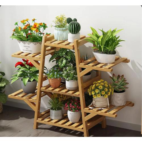 Bamboo Plant Shelf Stand 7 Tier for Indoor and Outdoor Use Natural Color