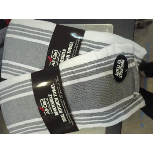 All-Clad Striped Dual Kitchen Towel in Pewter 3pk