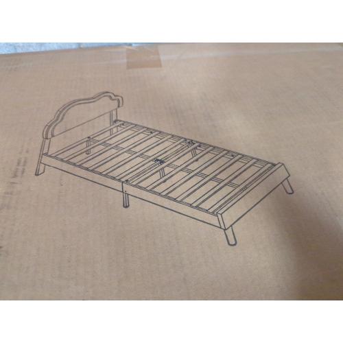 Landover Upholstered Platform Twin Bed Cream LED