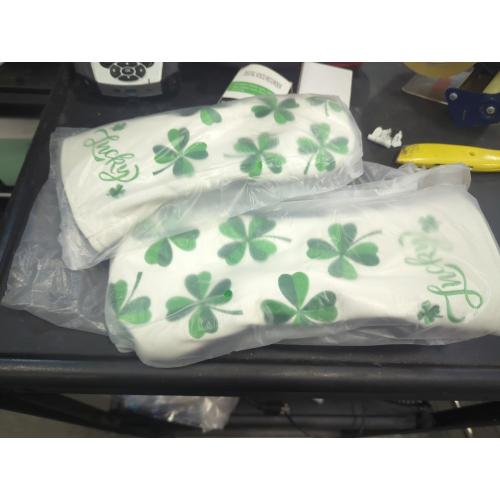 Set of 2 Color White Golf Headcovers Live Lucky Golf Driver Covers Advanced Embroidery Fairway Wood Covers Hybrid Covers Mallet Blade Putter Head Covers Premium Leather Shamrock Golf Club Covers