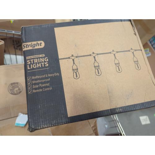 Size 60ft Stright Solar Powered String Light 240FT with Remote Control 8 Light Modes, Weatherproof Shatterproof ST38 LED Bulb, Total 60 Sockets, 1 to 4 Splitter cord String Lights (End to End 60FT, Total 240FT)