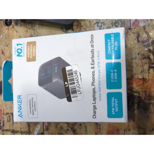 Anker Prime 67W USB C Charger, Anker GaN Wall Charger, 3-Port Compact Fast PPS Charger, For MacBook Pro/Air, Pixelbook, iPad Pro, iPhone 17/16/Pro, Galaxy S23/S22, Note20, Pixel, Apple Watch, and More